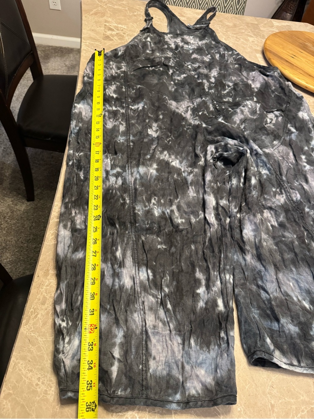 Cynthia Ashby Womens Emen Overall 100% Linen Thunder Tie Dye Size XL - Picture 13 of 16